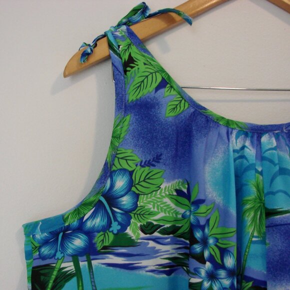 Vintage 70s 80s Hawaiian Maxi Dress Muumuu Floral Tropical Hilo Hattie One Size - Picture 11 of 13